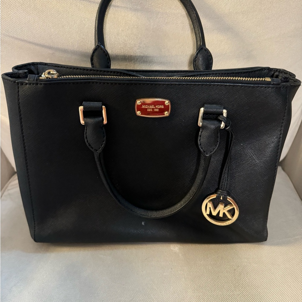 Michael Kors Black Satchel with Gold Accents